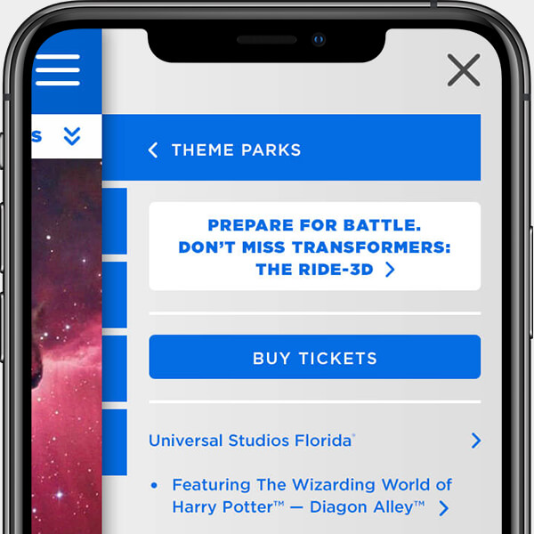 Universal Orlando Site Redesign